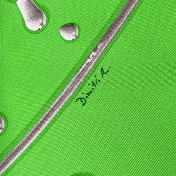 NWT Hermes Silk Scarf Carre 90 "Vif Argent" in Green - Picture 7 of 11